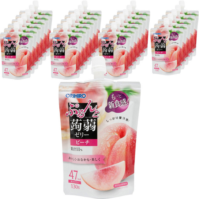 오리히로 탱글 곤약젤리 복숭아맛, 130g, 24개