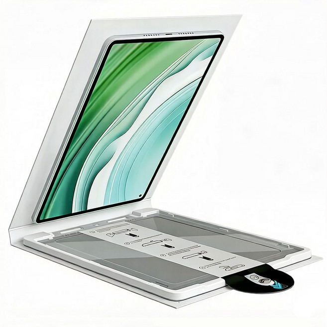 아이패드 프로/미니/에어/m5/m4/m3/a17 강화유리 보호필름 풀커버 방탄 먼지제로 자동부착 EASY FIT, 투명, 1개
