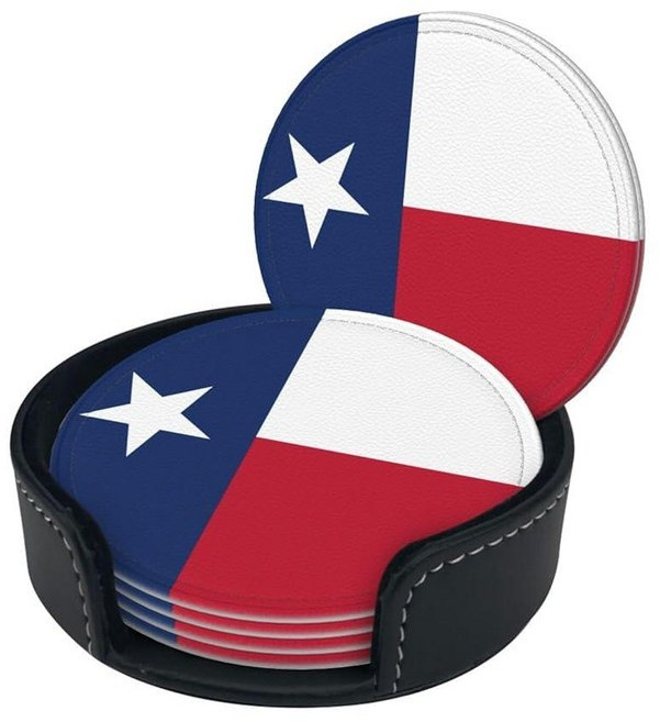 6 Pcs Cute Texas Flag Coasters with Holder Drink Coasters for Home Coffee Table Bar Living Room, Texas Flag-hhi7383415
