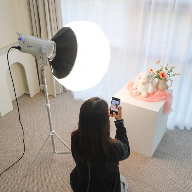 사진 촬영 영상 방송 촬영용 led 지속광 조명 썬빔 프로300W 화이트 잼볼 소프트박스 스탠드 세트, 썬빔프로300W+젬볼6556+화이트슈퍼스탠드, 1개