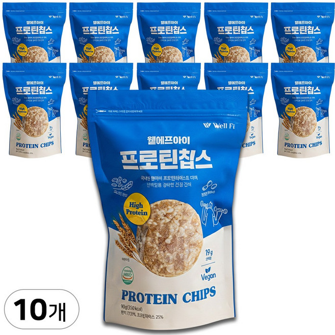 단백질칩 프로틴칩스 고단백 국산 현미 뻥튀기 건강간식 단백질과자, 10개, 90g