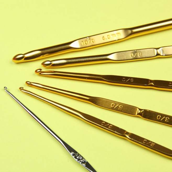 니트러브 튤립 금속 양쪽 코바늘(레이스&모사용), 5/0-6/0, 1개