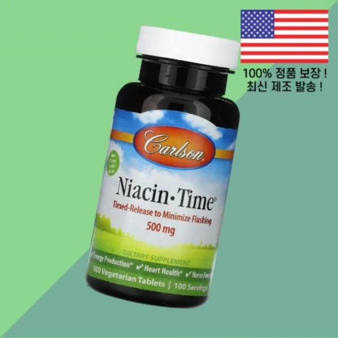 칼슨 나이아신 타임 500mg 식물성 베지캡슐 100정 Carlson Niacin Time 100 Vegetarian Tablets, 1 - 쿠팡