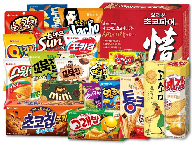 [스낵천사] 오리온 과자 과자세트 선물세트 초코파이 후레쉬베리 포카칩 스윙칩 꼬북칩 고래밥 초코송이 오징어땅콩 눈을감자 치킨팝 고소미 예감 마이구미 오~해피박스 20종 1세트, 1개, 총 20종