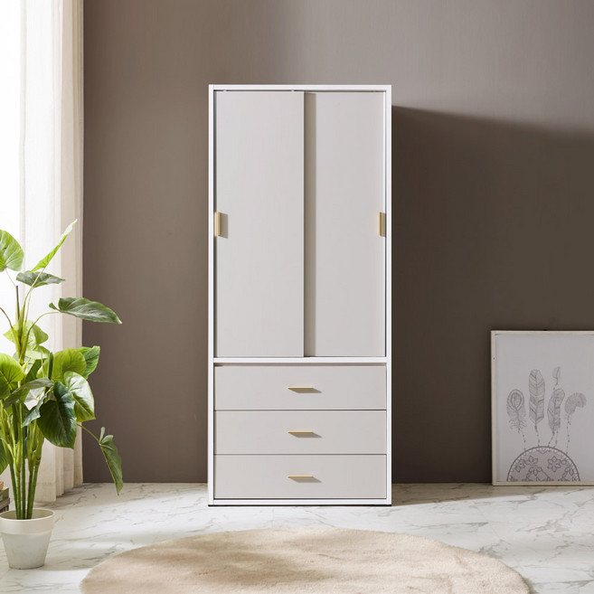 솜씨방 루디아 친환경 E0 800 슬라이딩 서랍옷장 낮은 신혼부부 원룸, 루디아 슬라이딩 800 서랍옷장, 베이지