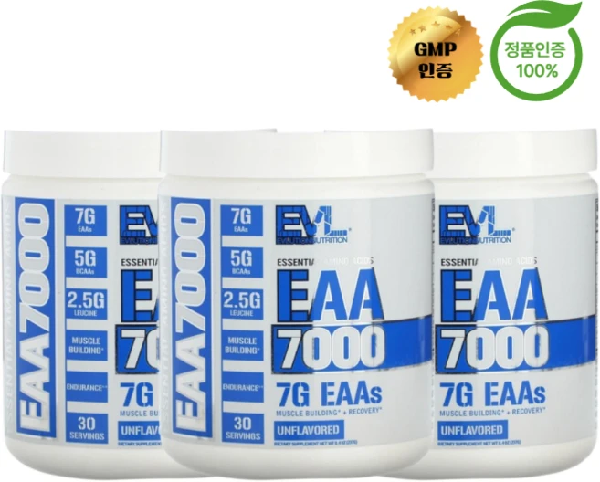EVLution Nutrition EAA 7000 무향 2+1 미국정품, 3개, 237g - 쿠팡