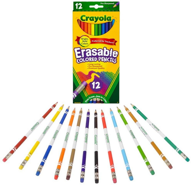 크레욜라 대량 구매: Crayola 지울 수 있는 색연필 12/Pkg 68-4412 (3팩) 250005 8763510880, 크레욜라 대량 구매: Crayola 지울 수 있는 색연