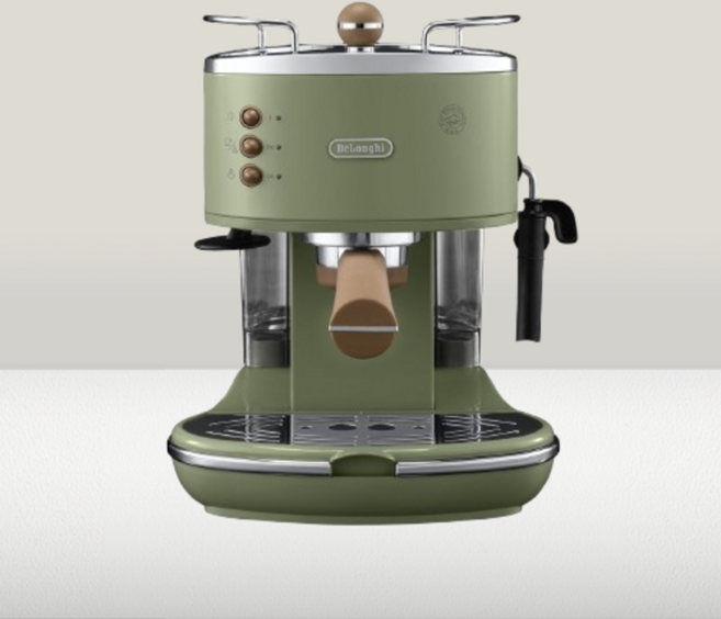드롱기 아이코나 가정용 자동 커피머신기 커피기계, 올리브그린, ECOV-311