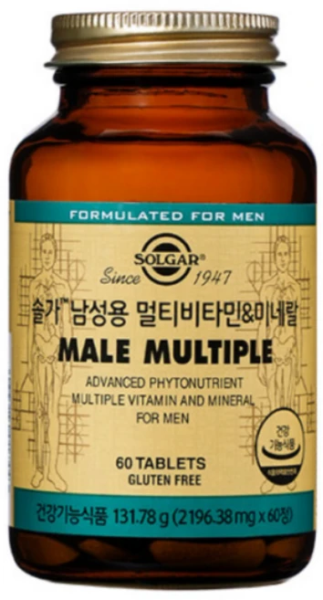솔가 남성용 멀티비타민& 미네랄, 60정, 1개 - 쿠팡