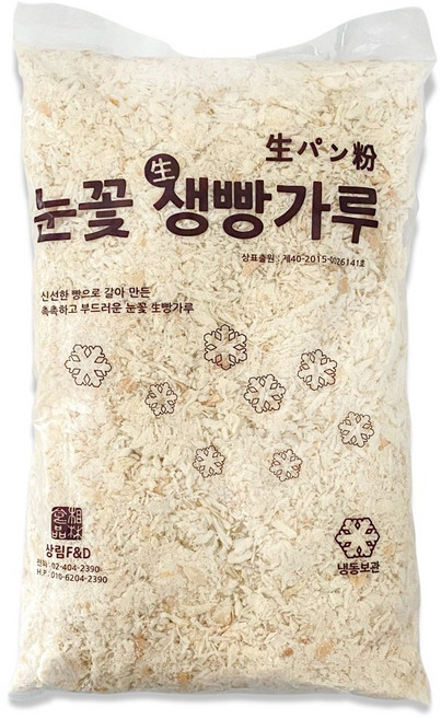 눈꽃 생빵가루 2kg 습식빵가루 새우튀김 돈까스 일식튀김, 1개