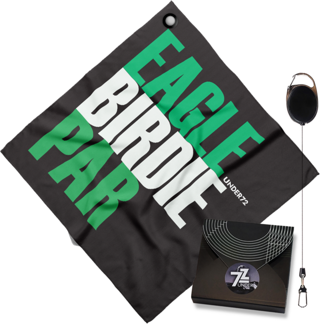 언더72 골프타올 릴와이어 클립형 세트 극세사 파크골프 겸용 선물용, 1세트, T90_이글_블랙