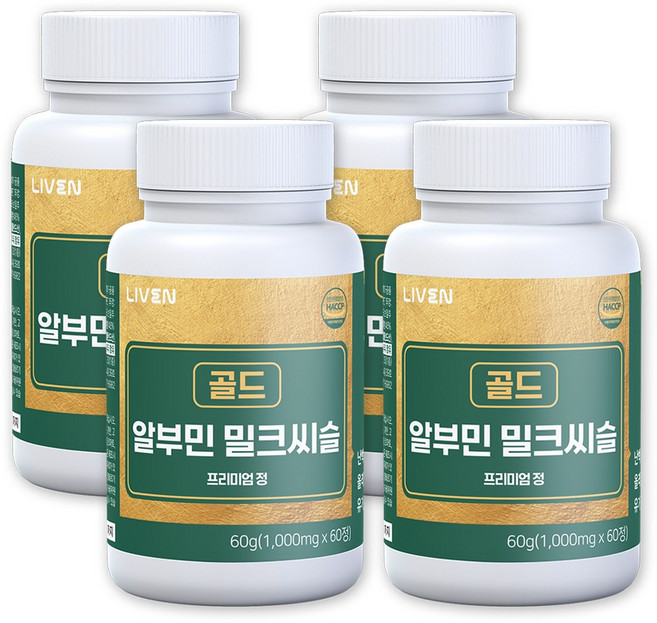 [라이븐] 알부민 밀크씨슬 골드 프리미엄정 1000mg, 4개, 60정