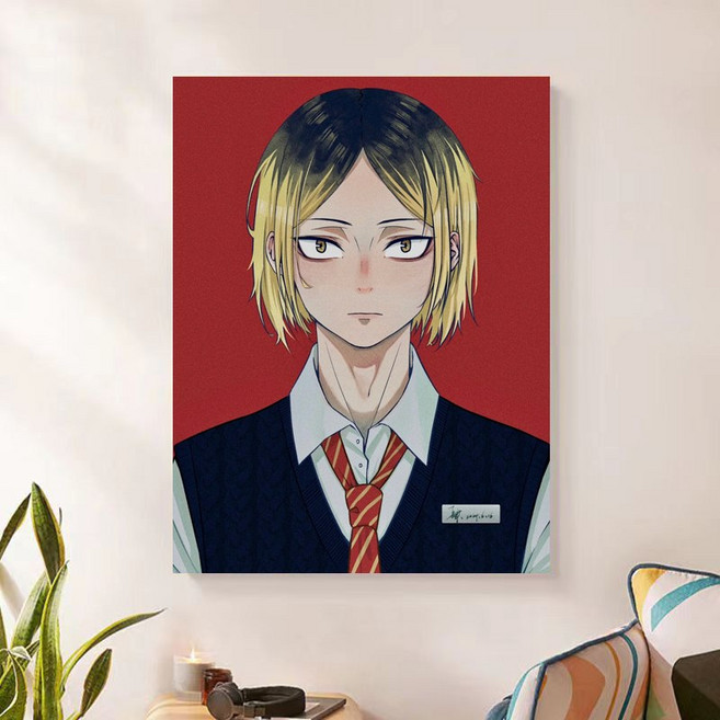 DIY 보석십자수 액자 캔버스 일체형 하이큐 캐릭터보석십자수 취미생활추천 40x50cm, 코즈메 켄마03, 1개