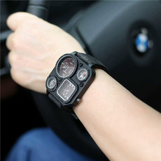 남성용 전술 시계 빈티지시계 캔버스 스트랩 남성시계 손목 특이한시계