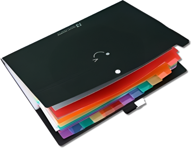 펴나나다 A4 13칸 똑딱이 아코디언 파일 케이스, 1개, 블랙