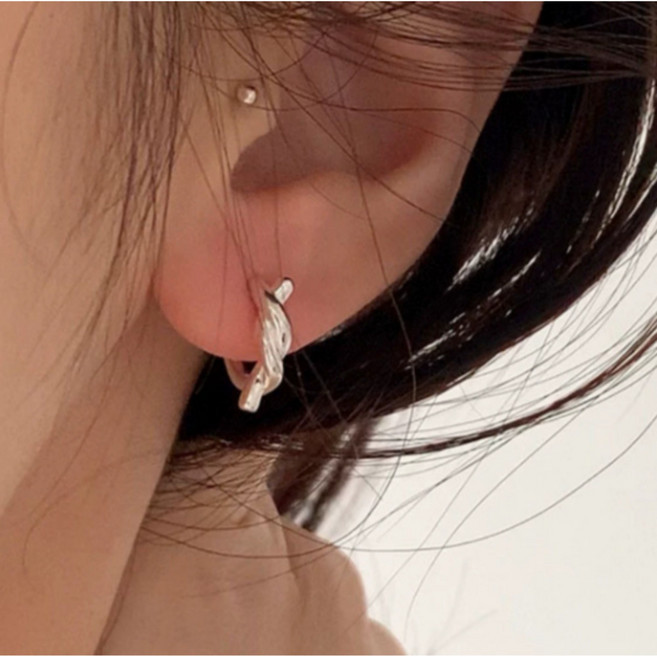 실버 원터치 매듭 꼬임 링 s925 귀걸이