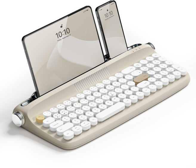 Actto 레트로2 블루투스 멀티페어링 풀배열키보드 B309 아이패드 갤럭시탭 아이폰 갤럭시 태블릿 핸드폰 추천, 아이보리, 제조사축