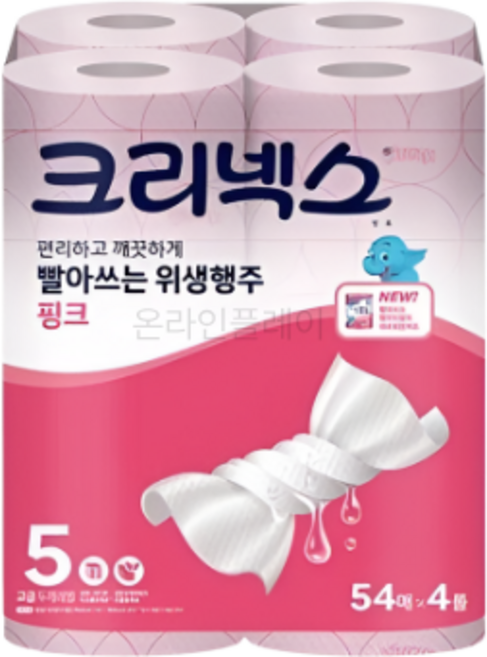 크리넥스 빨아쓰는 위생행주 핑크, 4롤, 1개