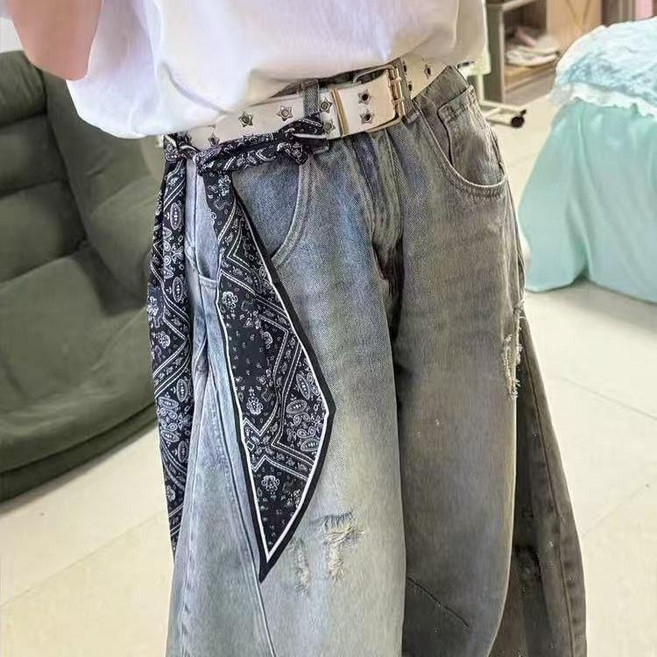 腰帶絲巾搭配高級長條腰果波點裝飾襯衫圍巾飄帶百搭新款領巾髮帶