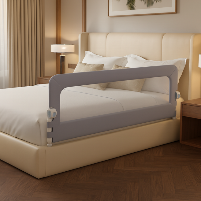 코앤클 침대가드 안전가드 울타리 원터치 낙상방지 높이조절 보호대, 네츄럴그레이