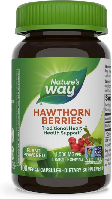 NATURE'S WAY 네이처스웨이 프리미엄 허벌 산사나무 베리스 510mg 100베지캡슐 2개, 1개, 100정 - 쿠팡