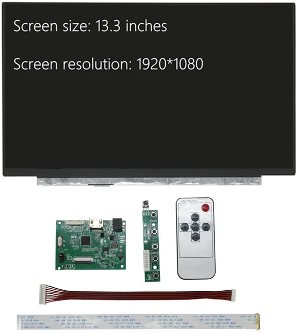 13.3인치 1920x1080 화면 디스플레이 LCD 드라이버 모니터 HDMI 호환 라즈베리 파이 3/4/5 바나나/오렌지 P, 01 LCD and Driver Board