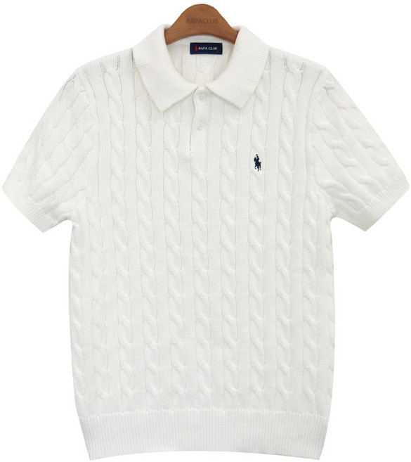 라파클럽 남성 칼라 케이블 반팔 니트 스웨터