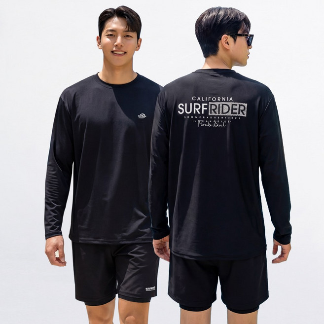 서프라이더 남성 상하의 2장세트 래쉬가드+레깅스반바지 자외선차단 체형커버 루즈핏 빅사이즈 5color /SURFRIDER