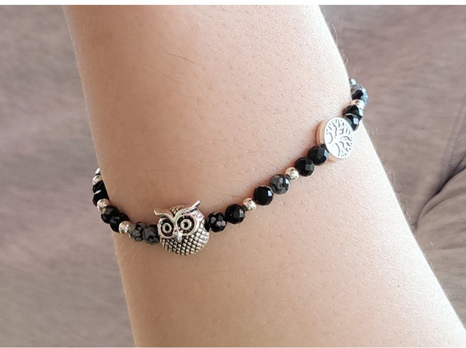 1줄 부엉이와 코끼리와 거북이와 잉어 행운&행복&부&명예 절팔찌 불교팔찌 방생선물 회향선물 천연석팔찌