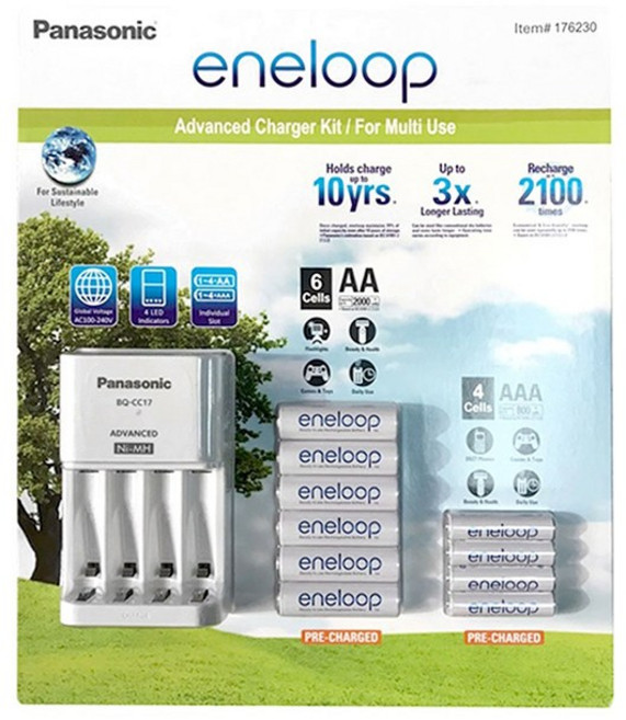 Panasonic BQ-CC17 eneloop 充電組日本製3號AA 4號AAA電池 2100次充電 充電器+3號AAX6 4號AAAX4, 1個, 充電器+3號AAX6  4號AAAX4, 1套