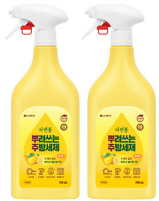 자연퐁 뿌려쓰는 주방세제 레몬향 용기형 750ml 2개, 1개