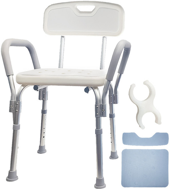올투실버 노인 목욕의자 샤워 욕실 의자, 1개, 화이트/블루
