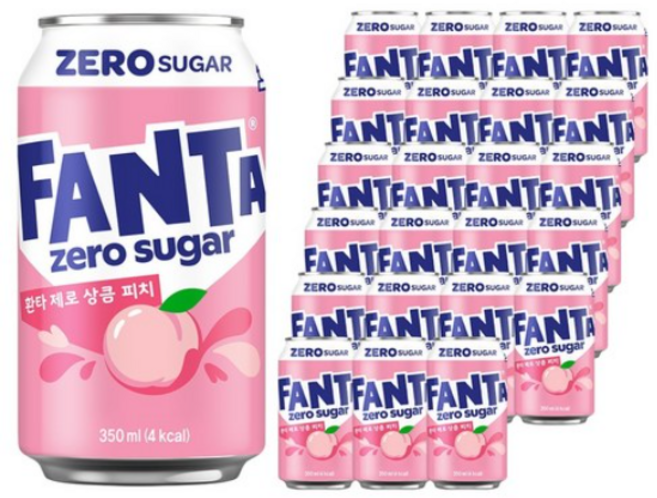 환타 제로 상큼 피치 탄산음료, 350ml, 24개