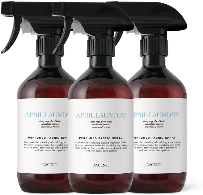 에이센트 섬유탈취제 500ml, 3개, 에이프릴런더리