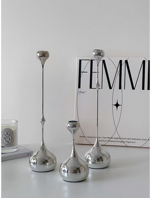 BCQ 메탈 실버 물방울 촛대