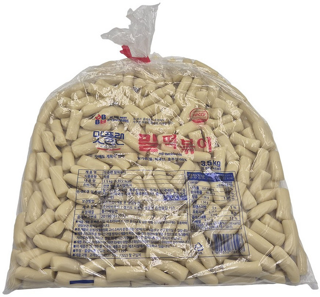 [낱개] 맛플랜 비비푸드 밀 떡볶이 떡 (5cm 대) 3.5kg, 1개