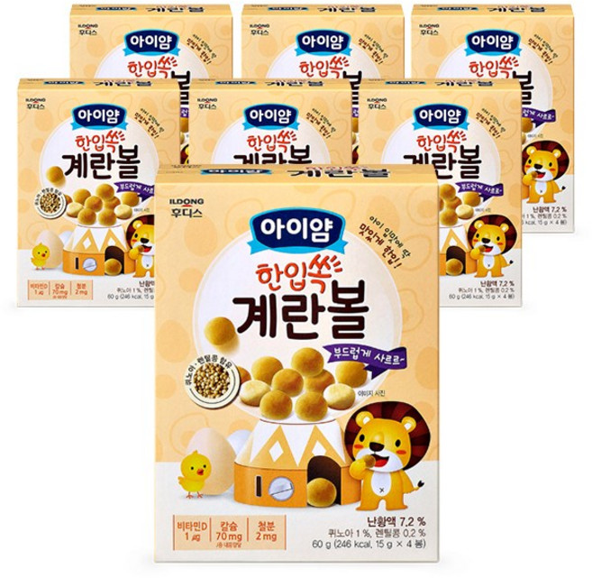 일동후디스 아이얌 한입쏙 볼과자 계란볼, 7개, 60g, 계란맛