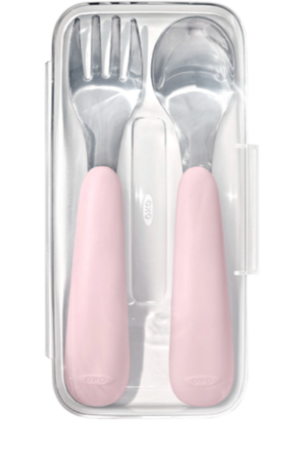 옥소토트 유아용 스푼 포크 세트, PINK, CASE, 2개