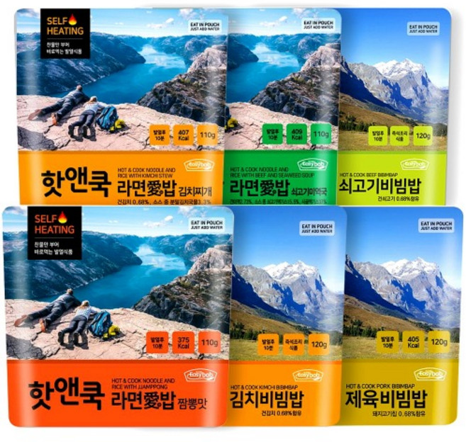 핫앤쿡 발열 비빔밥 (6종), 120g, 6개