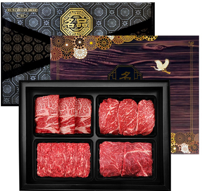 귀한 무항생제 명품한우구이 혼합세트1호 1.6kg(꽃등심 채끌 불고기 국거리 각 400g), 1세트