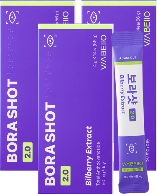 비아벨로 보라샷 2.0 빌베리 루테인 눈건강 건강기능식품, 3박스, 14회분