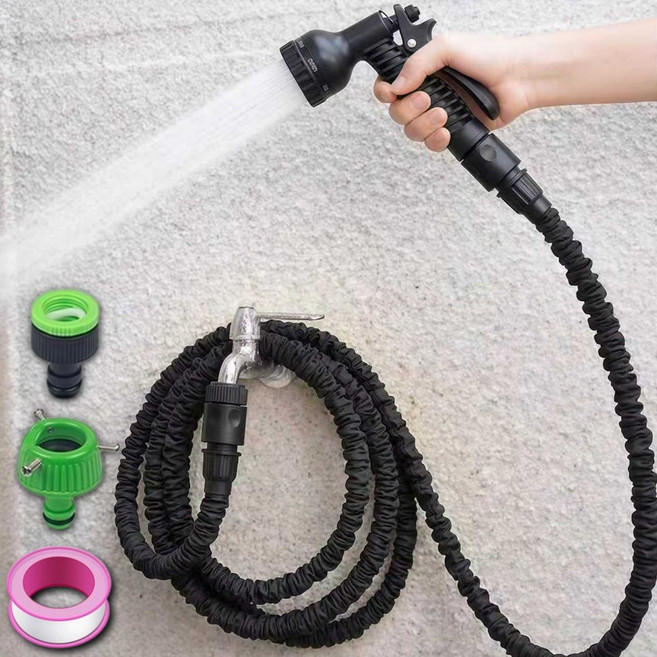 라워스 강력분사 가벼운 늘어나는 요술호스, 블랙, 1개