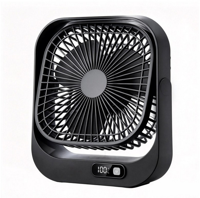 Darlisex스퀘어 미니 탁상용 무선 휴대용 선풍기, 블랙, 1개