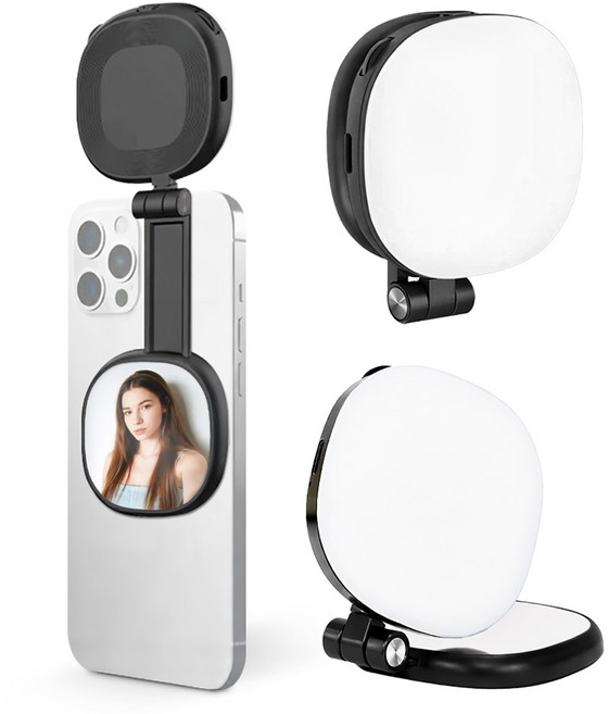 ED 마그네틱 핸드폰 라이트 F-680 휴대용 셀카조명 라이트 핸드폰 링라이트, 1개, 블랙