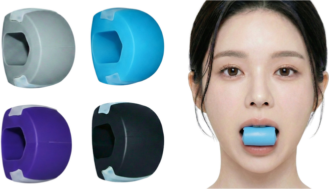 온솜 안면근육 운동기구 뮤잉 이중턱 V라인 리프팅 4단계, 1세트, 그레이 블루 퍼플 블랙