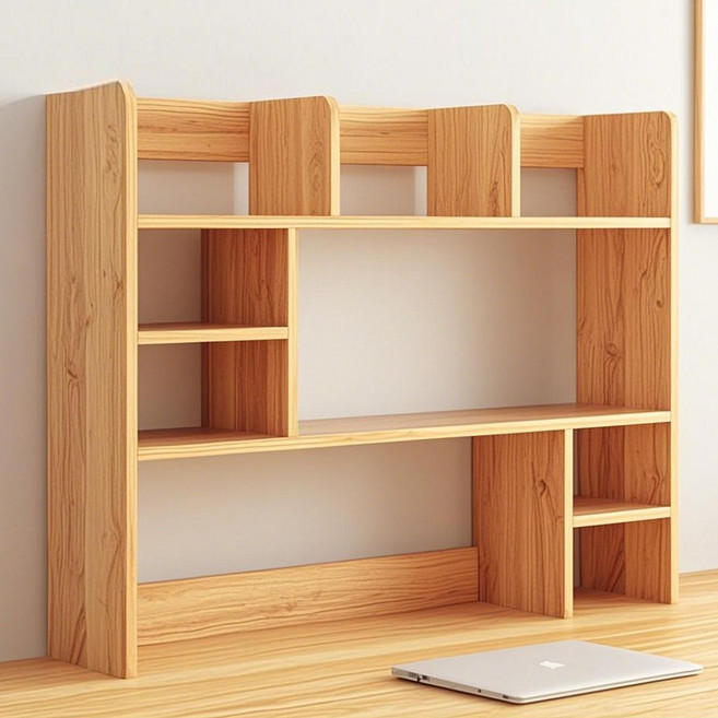 SeekFun 스탠드 책상 책꽂이 수납 선반 정리 공간활용 튼튼한 책장, 내추럴, 3단