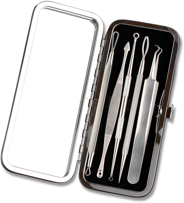 의료용 고급 여드름압출기 9종 A세트 피지압출기 핀셋 피지제거기, 1개