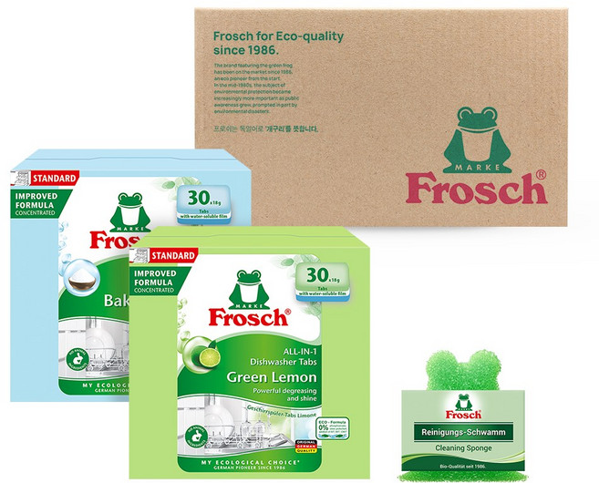 프로쉬 독일 식기세척기 세제 30개입 2개세트 + 개구리수세미, 혼합 2개 + 개구리수세미, 1개, 540g