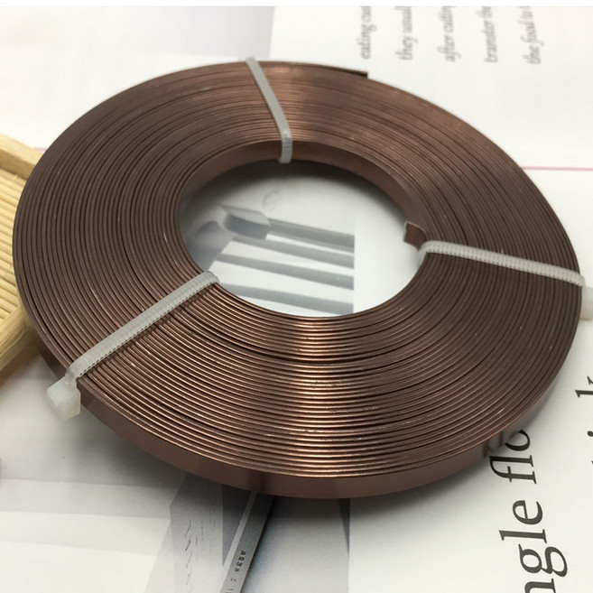J1 彩色鐵絲 5mm寬 扁鋁線 DIY手工藝材料, 5mm扁鋁絲深咖4米/扎 軟, 1個