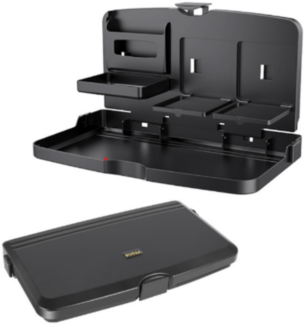 차량용 폴딩 테이블 정리 수납 트레이 식사 음료 보관 설치 활용, 블랙, 1개